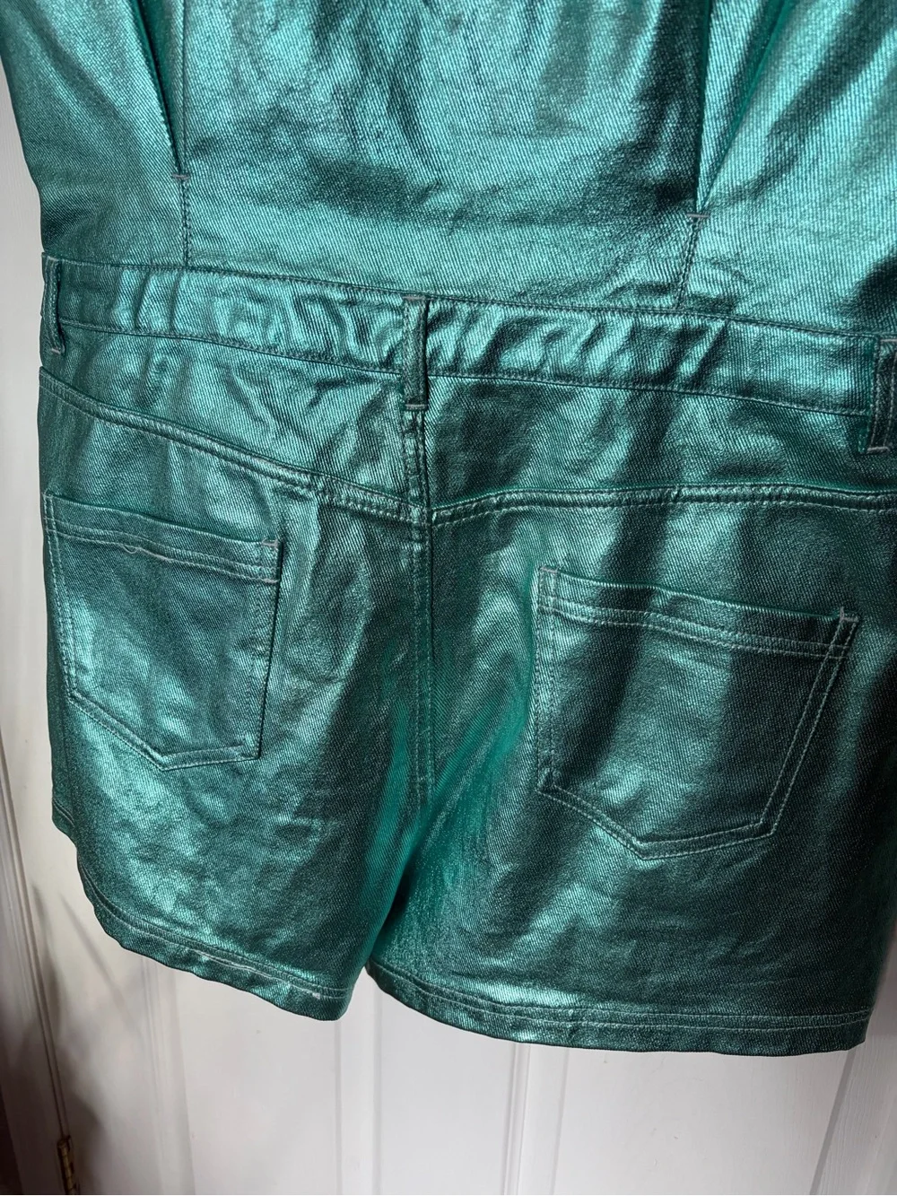 Metallic Teal Western Romper 🛸🤠 - Picture 5 of 9